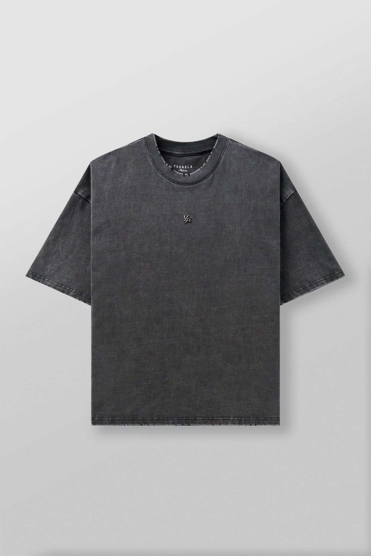 4153 - Elevated Essentials - Relaxed Tee - Oversized heavyweight cotton tee with drop shoulders, natural drape, and subtle 'Elevated' detailing in colour Grey Wash.