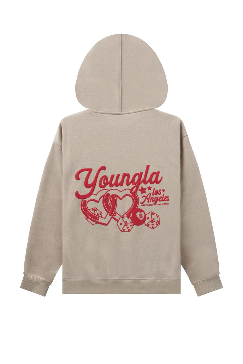 W566 Soft Serve Hoodie- Oversized fluffy fleece hoodie with a fun puff print, offering ultra-soft comfort and cozy style—perfect for pairing with the W271 Puff Print Cuffed Jogger in Mushroom